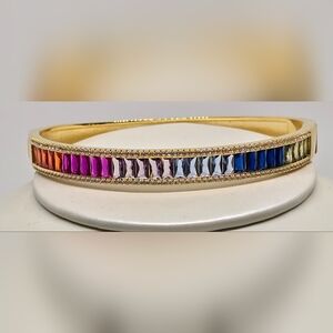 Gold-Tone Multicolor Baguette CZs  Bracelet